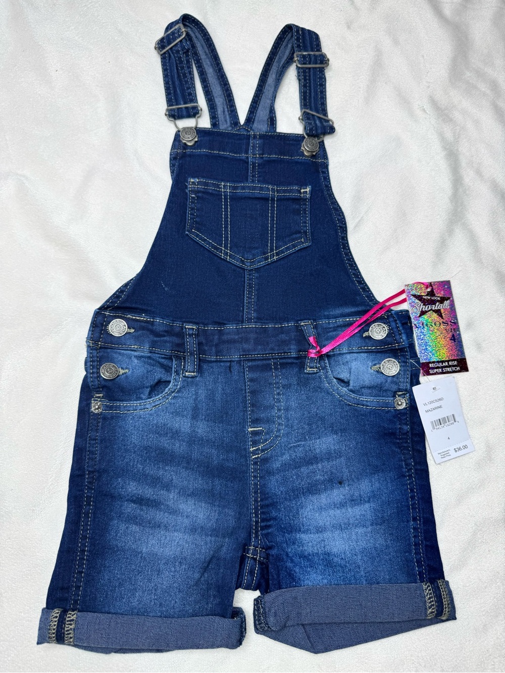 Vigoss Dark Blue Denim Shortalls with Pink Tag